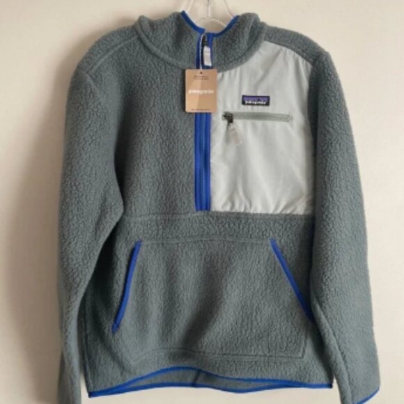 New Patagonia® Retro Pile Jacket Men's Small Gray Blue Fleece $169 Warm Half Zip - Picture 1 of 6